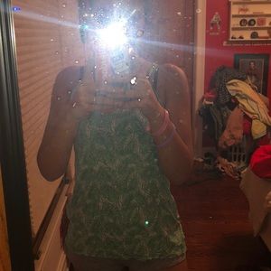 floral green tank top